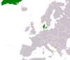 Location map for Denmark and Montenegro.