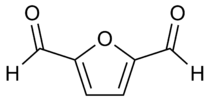 Structuurformule van 2,5-diformylfuraan