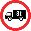 No goods vehicles over 8 tons