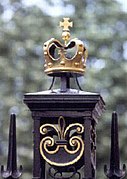 A King's Crown decorating a gate on campus