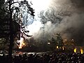 Hogmanay fireworks celebrations on the Bridge of Dochart, Killin.