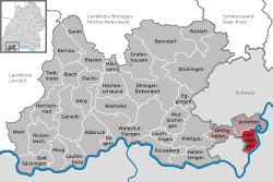 Elhelyezkedése Baden-Württemberg térképén