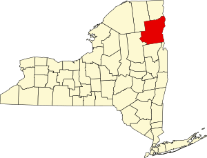 Map of New York highlighting Essex County