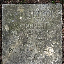 Adolf Im Hof-Schoch (1876–1952) Regierungsrat. Grab auf dem Friedhof am Hörnli