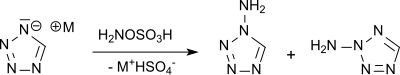 1-Aminotetrazol und 2-Aminotetrazol durch Aminierung von Tetrazol mit HOSA