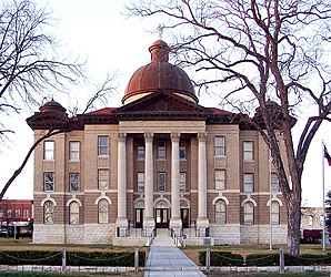 Das Hays County Courthouse, gelistet im NRHP mit der Nr. 80004134[1]