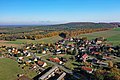 Village Ober Prauske/Hornje Brusy; in background the Hohe Dubrau hills