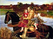 A Dream of the Past: Sir Isumbras at the Ford by John Everett Millais