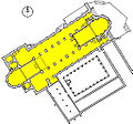 Katedralin planı, nefin her iki ucundaki iki koroyu gösteriyor