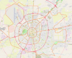 Mapa konturowa Irbilu, w centrum znajduje się punkt z opisem „Cytadela w Irbilu”