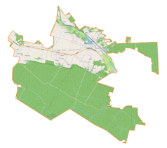 Mapa konturowa gminy Wąchock, blisko centrum na lewo u góry znajduje się punkt z opisem „Ciecierówka”