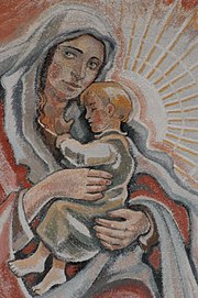 Wandmalerei Maria mit Kind