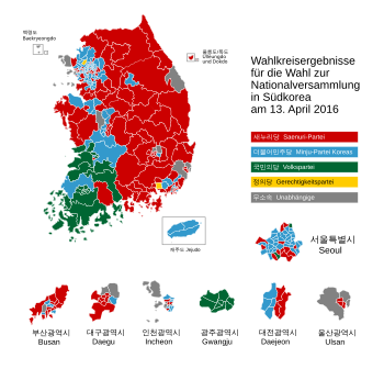 Schematische Darstellung der Wahlkreisergebnisse, rechts nach Gemeinden