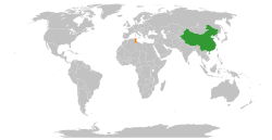 Map indicating locations of Tunisia and China