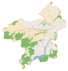 Mapa konturowa gminy Czchów, po lewej znajduje się punkt z opisem „Parafiapw. św. Mikołajaw Tymowej”