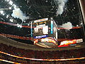 Honda Center's scoreboard steaming.