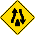 Divided road ends sign