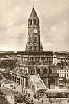 De Soecharevtoren – afgebroken in 1936 – met trams, vermoedelijk rond 1927.