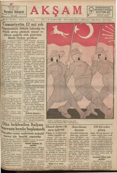 Cumhuriyet'in ilanının 12. yıldönümü olan 29 Ekim 1935'te Akşam gazetesinin birinci sayfasında Türk milliyetçiliğinin üç simgesi: Bozkurt, Ay-Yıldız ve Altı Ok.