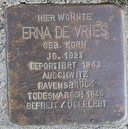 Stolperstein für Erna de Vries