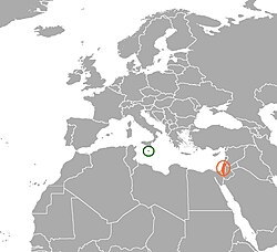 Map indicating locations of Malta and Israel