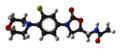 Linezolid molecule (ball-and-stick model)