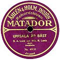 Plattenlabel Matador des Versandhauses Åhlén & Holm, Insjön (vor 1915)