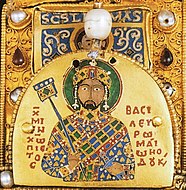 Michael VII Doukas on the back of the Holy Crown of Hungary, c. 1074.