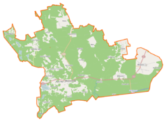 Mapa konturowa gminy Miedzichowo, w centrum znajduje się punkt z opisem „Zawada”