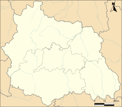 Mapa konturowa Puy-de-Dôme, blisko centrum na lewo znajduje się punkt z opisem „Saint-Ours”