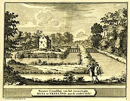 Ruïne van kasteel Vredelant gravure door Jacobus Schijnvoet, 1711