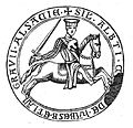 Seal of Albert IV, Count of Habsburg, inscribed in Latin (with abbreviations): SIGILLUM ALBERTI (COMIS) DE HABESB(URG) ET LANGRAVII ALSACTIAE ("seal of Albert of Habsburg, Count of Habsburg and Langrave of Alsace")