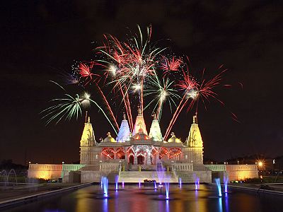 Diwali firework celebrations at the mandir[32]