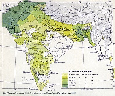 Përqindja e myslimanëve sipas distrikteve, 1901.