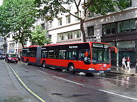 A Mercedes-Benz articulated bus operating for London General.