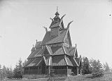 Gol stavkirke fra Hallingdal etter gjenreisningen på Norsk Folkemuseum i Oslo