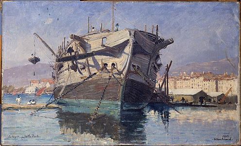 La "bella gallina" nel porto di Tolone (1883) Parigi, Museo de l'Armée.