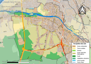 Gemeindegebiet von Olivet mit den wichtigsten Straßen
