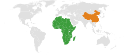 Haritada gösterilen yerlerde Afrika ve Çin