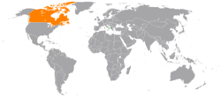 Map indicating locations of Shqipëria and Kanadaja