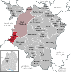 Elhelyezkedése Baden-Württemberg térképén