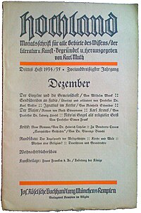 Titelseite von Hochland. Mai. Drittes Heft 1934/35