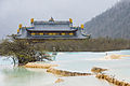 View of the Temple of the Yellow Dragon (Chinese Buddhism) in Huanglong.