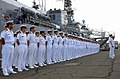 Japanese officers and sailors assigned to the JDS Kashima on a port call in Pearl Harbor, 2004
