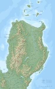 Topografische Karte mit den Gebirgszügen im Nordteil der Insel Luzón