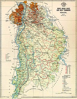 Pest-Pilis-Solt-Kiskun vármegye domborzati térképe