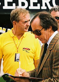 Hill (links) mit Jackie Stewart beim Großen Preis der USA (1991)