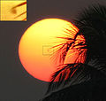 Ηλιοβασίλεμα με ηλιακή κηλίδα στο Μπανγκλαντές, Ιανουάριος 2004.