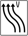 501-12 Überleitungstafel; Darstellung ohne Gegenverkehr: dreistreifig nach links