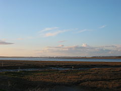 Looking northeast to the mouth of the River Wyre at Fleetwood